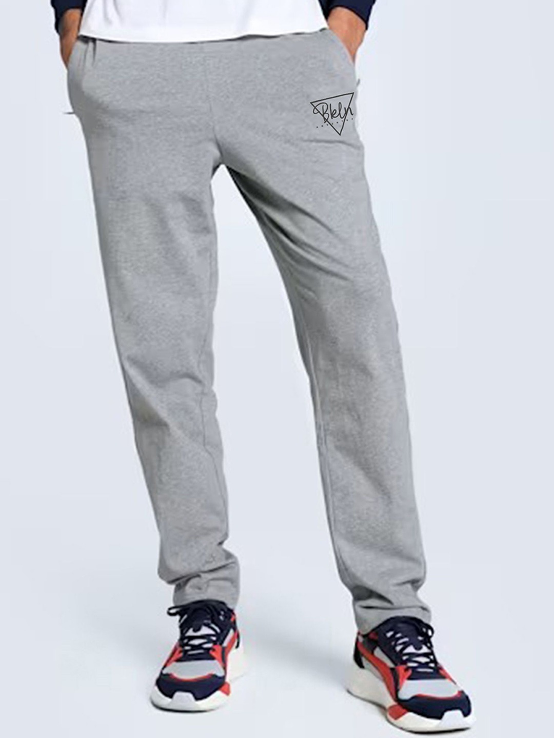 

Moda Rapido Men Cotton Mid Rise Track Pants, Grey melange