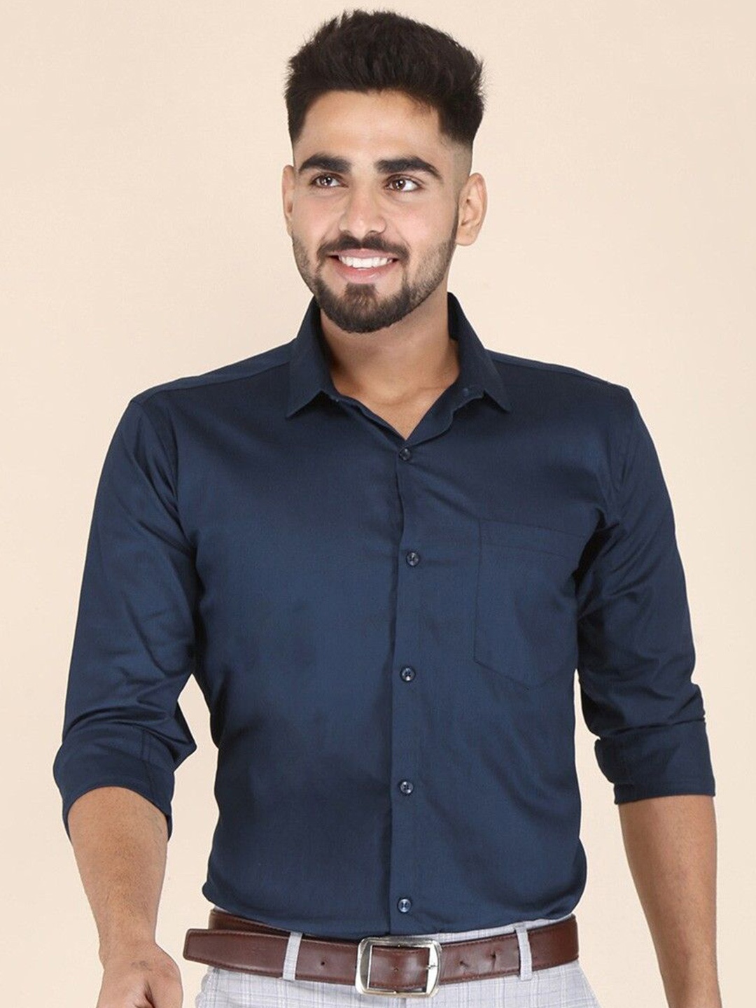 

PulseIQ Men Modern Opaque Casual Shirt, Blue
