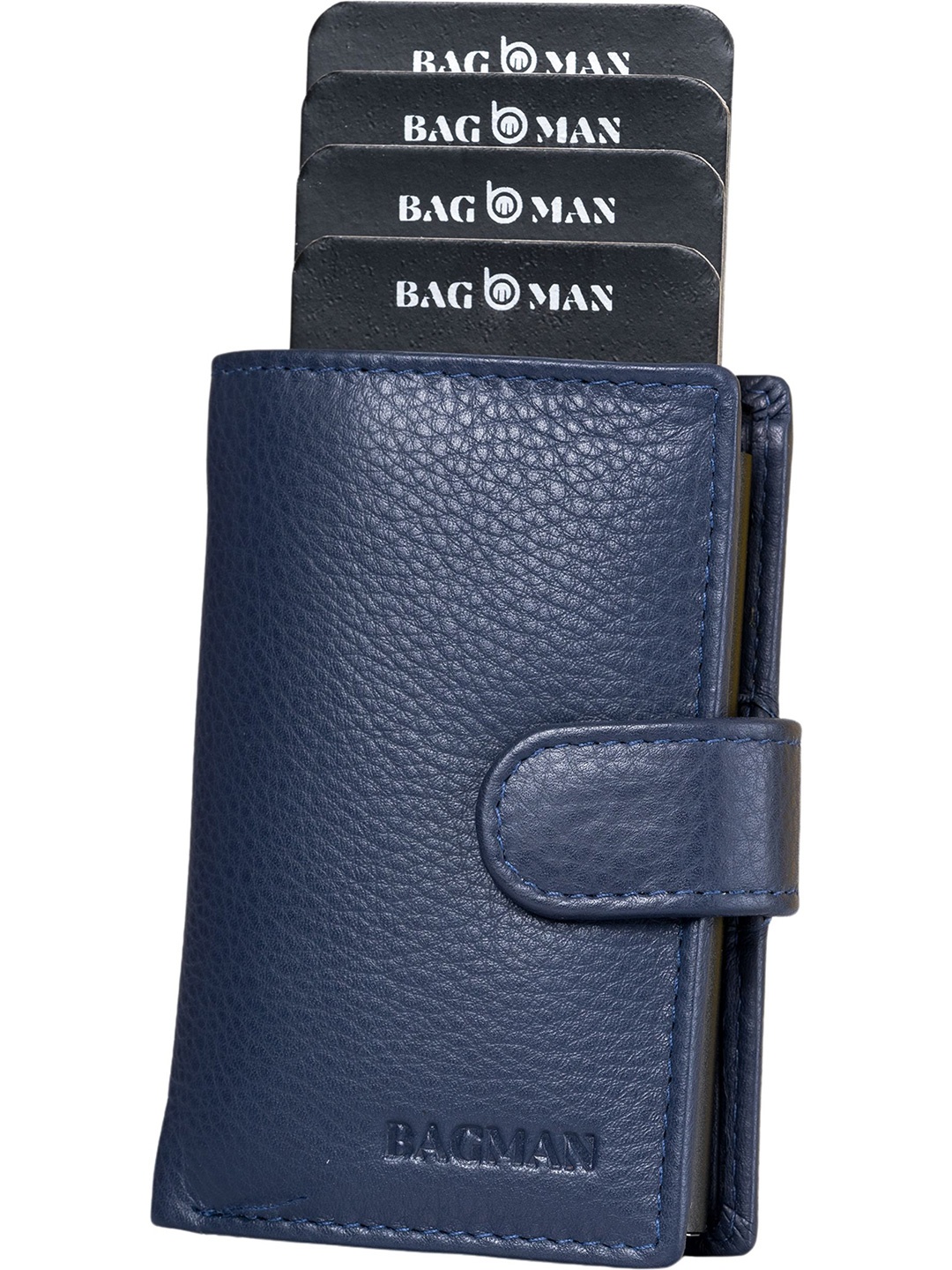 

BAGMAN Men Leather Two Fold Wallet, Blue
