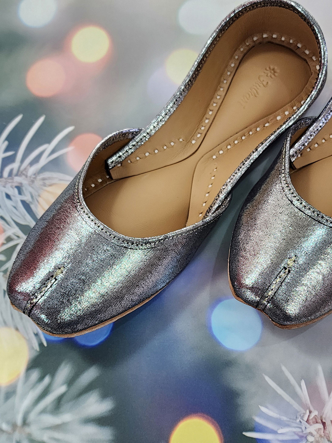 

Fulkari Women Embellished Ethnic Mojaris Flats, Grey