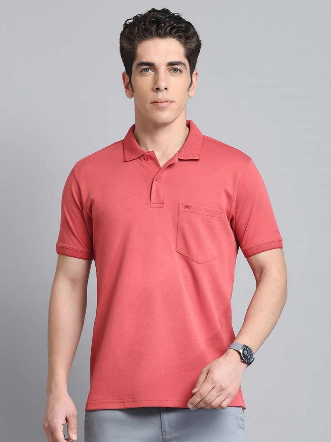 

Monte Carlo Men Polo Collar Pockets T-shirt, Rust