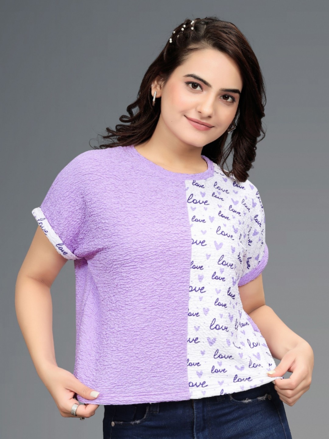 

VGHCFASHION Women Pockets T-shirt, Purple