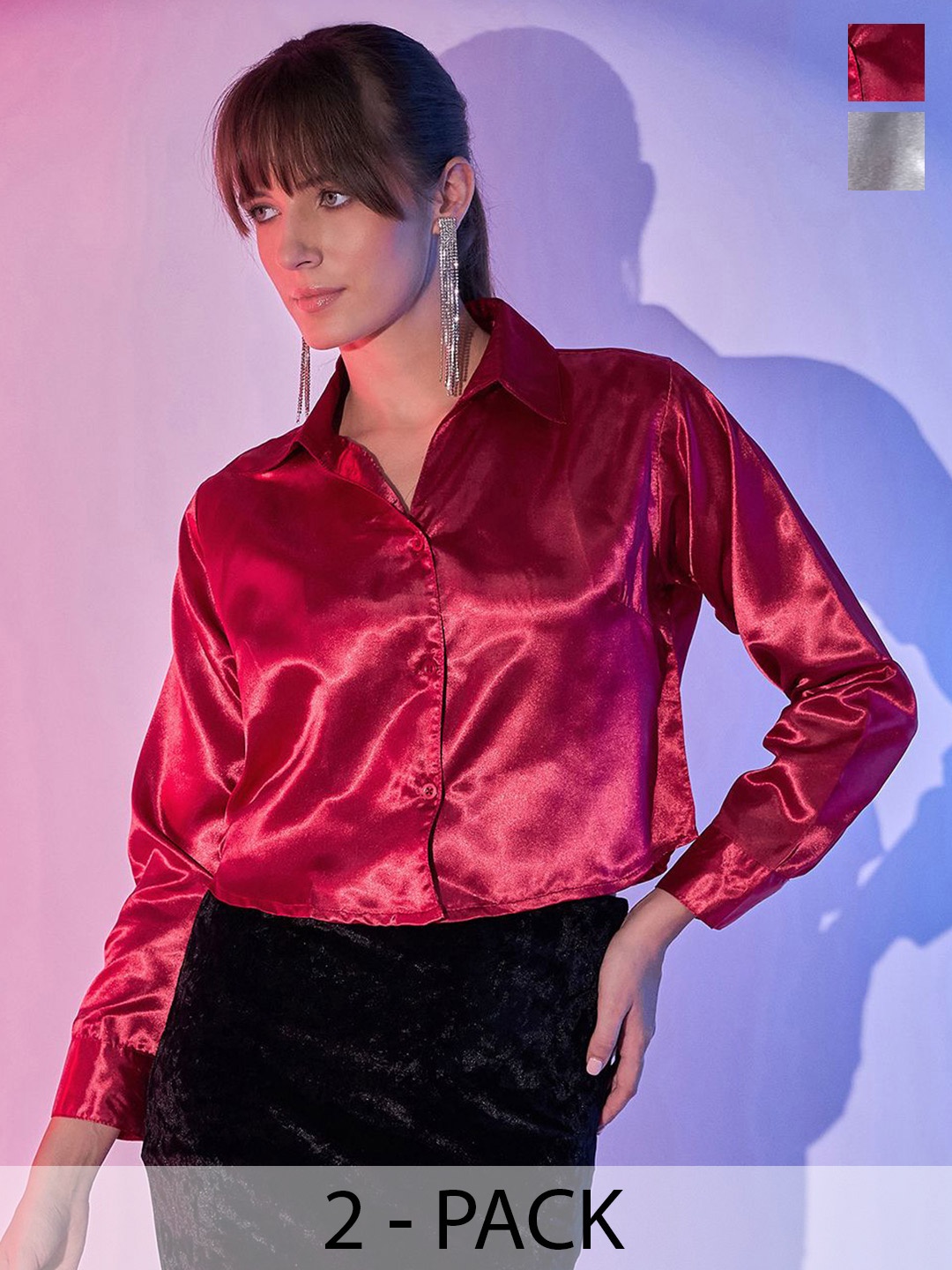 

DIMPY GARMENTS Women Comfort Boxy Opaque Formal Shirt, Red