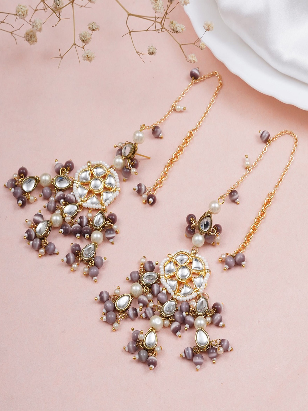 

BeAbhika Contemporary Drop Earrings, Purple