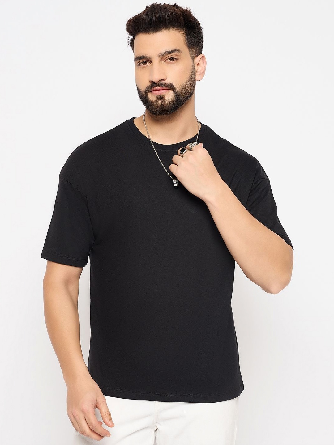 

Mast & Harbour Men Typography Printed Tropical Pure Cotton Pockets T-shirt, Black