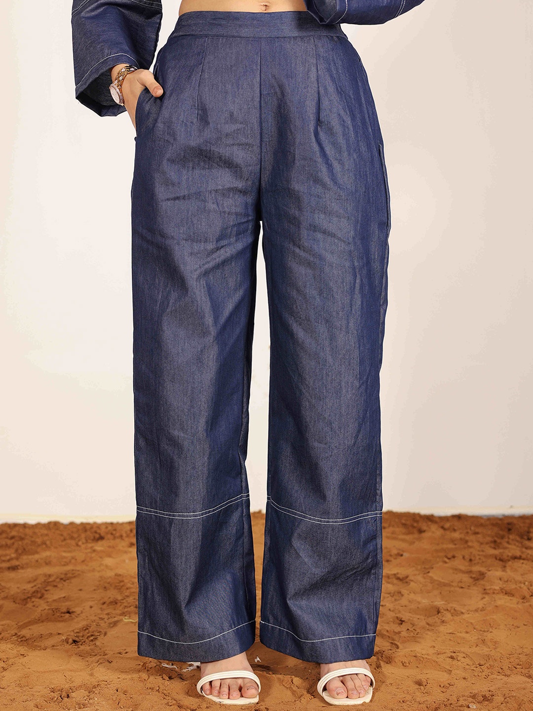 

KAORI BY SHREYA AGARWAL Women Trousers, Navy blue