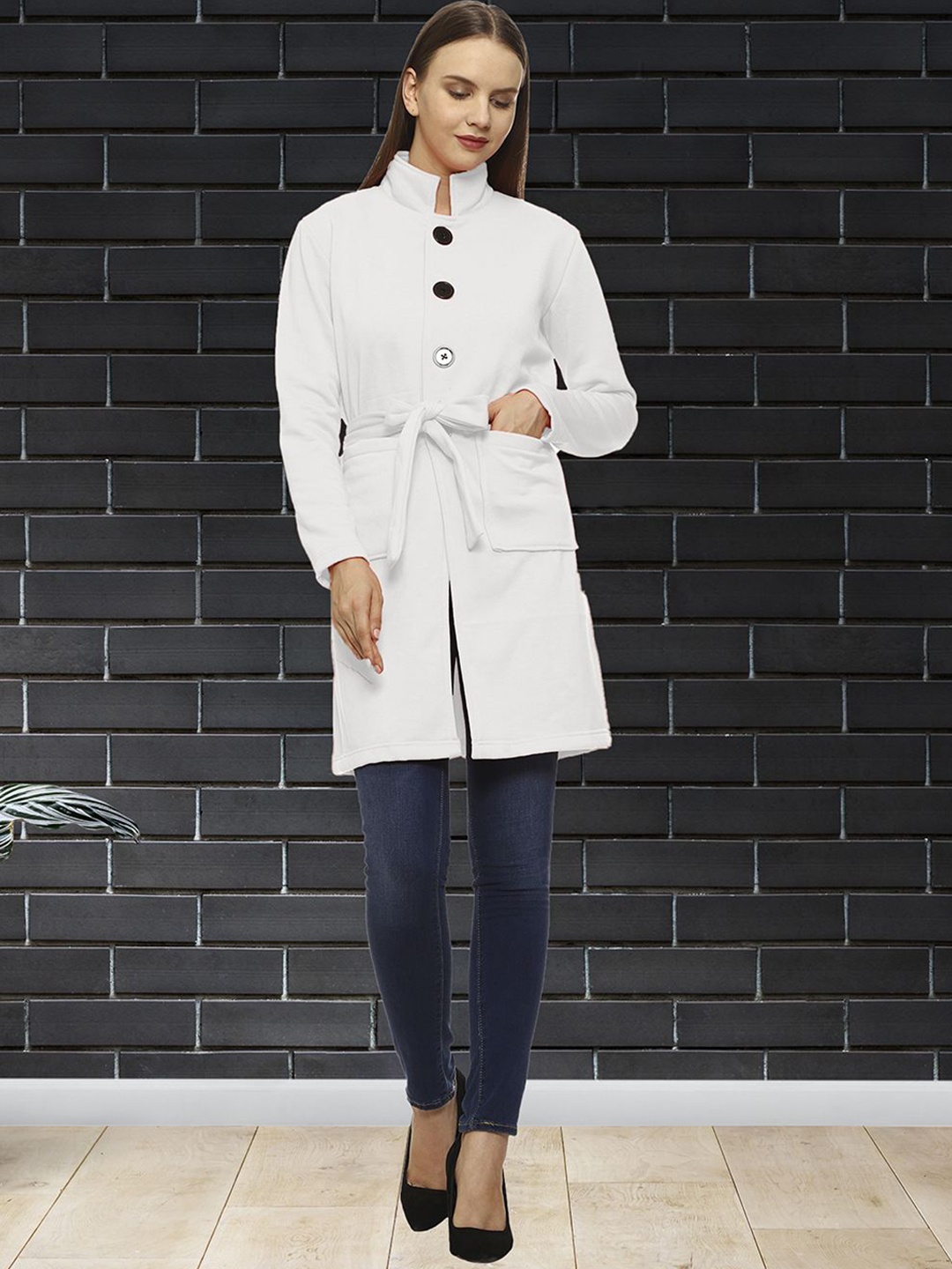 

ROARERS Single-Breasted Wrap Coat, White