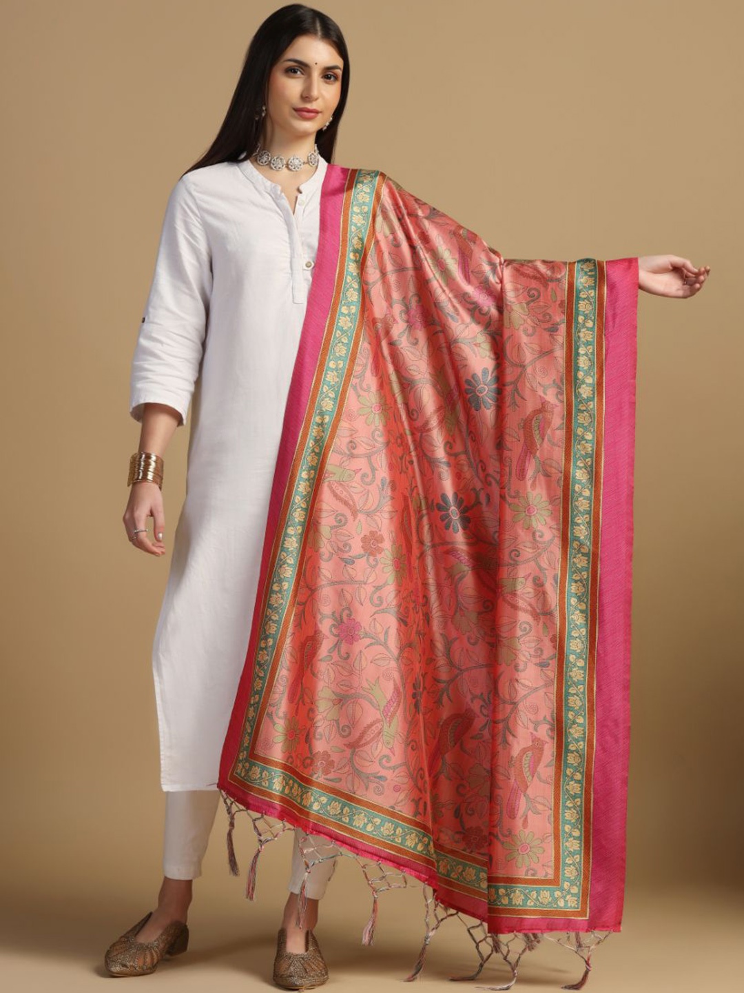 

Kaizen TEXO FAB Ethnic Motifs Printed Dupatta, Orange