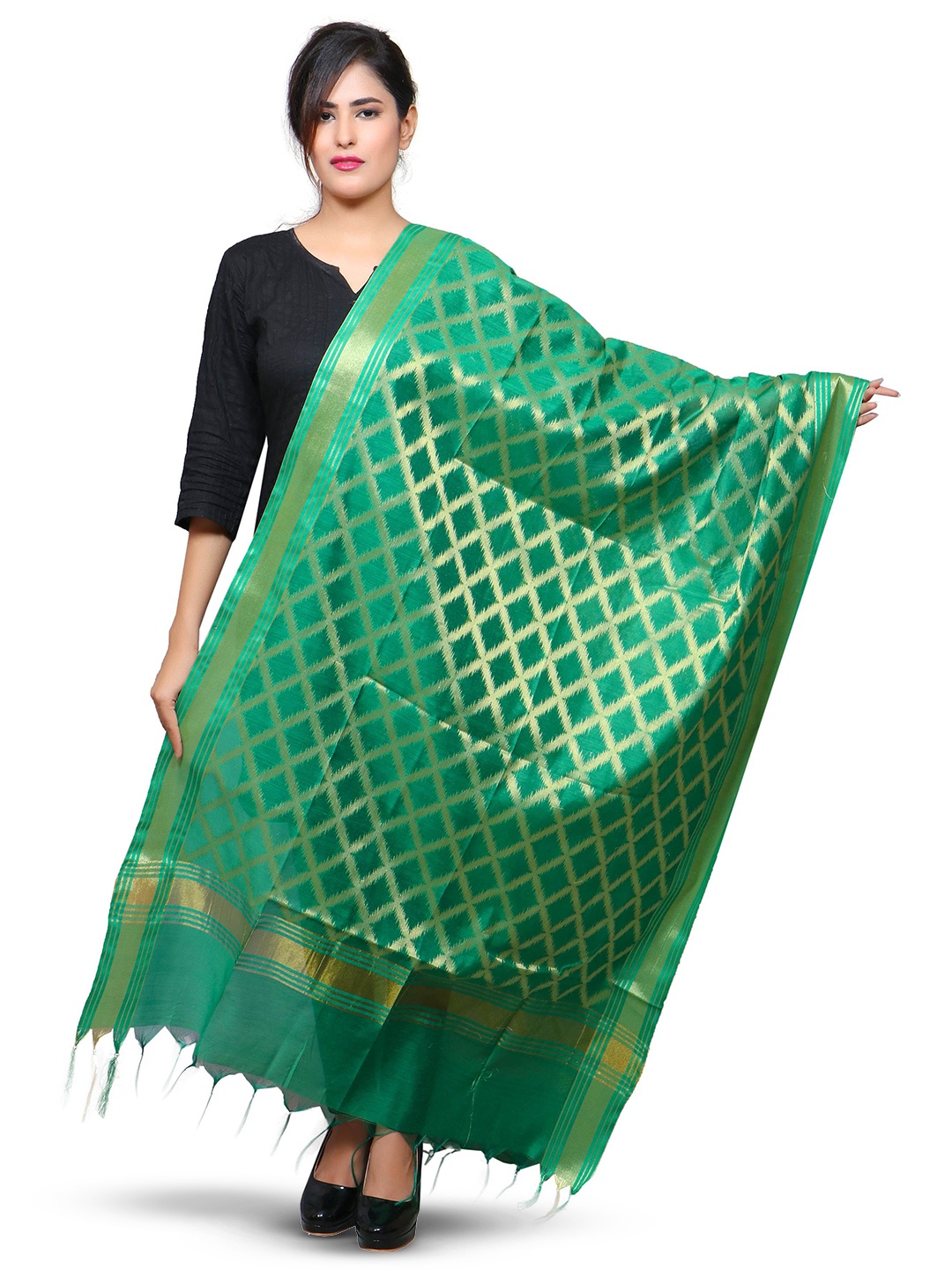 

BAESD Woven Design Dupatta, Green