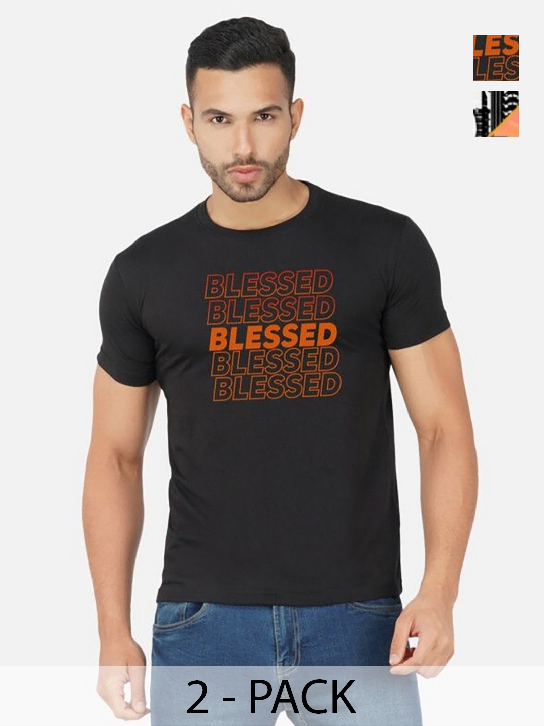 

GLOBAL NOMAD Men 2 Printed Bio Finish Pockets T-shirt, Black
