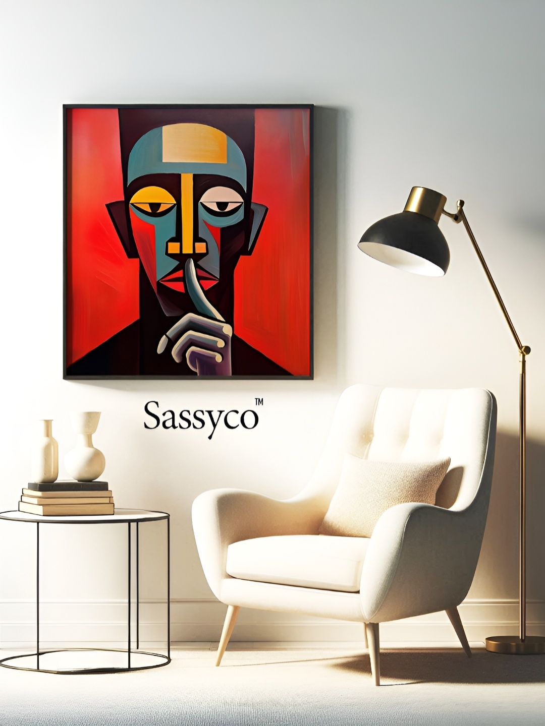 

Sassyco Red & Blue 1 Piece Canvas Abstract Wall Paintings