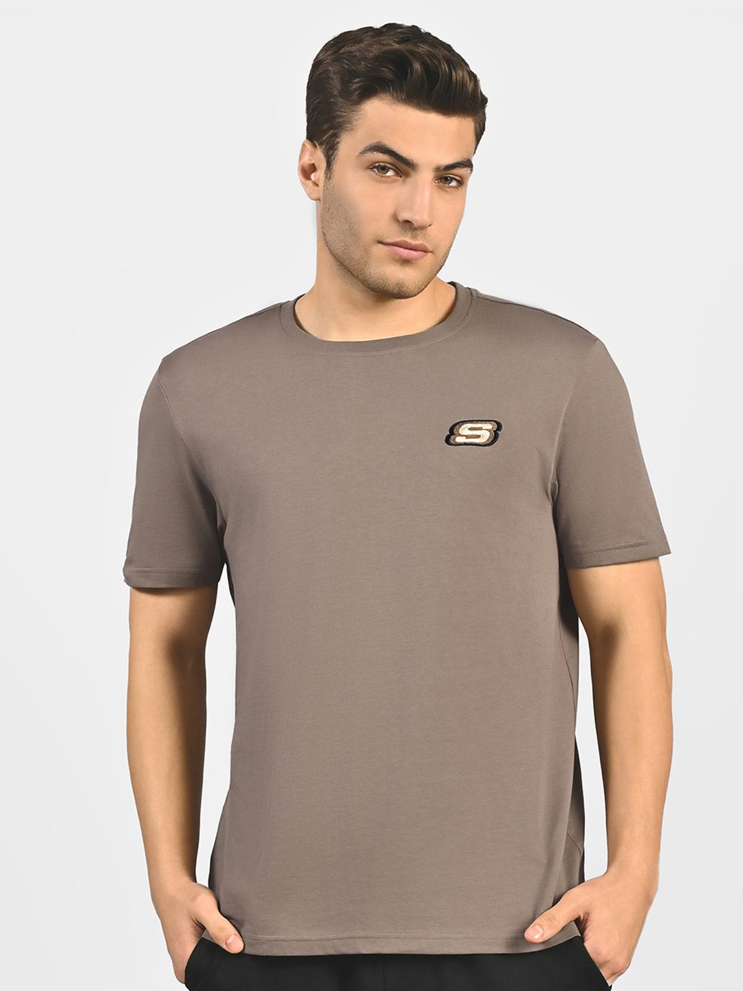 

Skechers Men Basic Logo Crew Neck T-Shirts, Brown