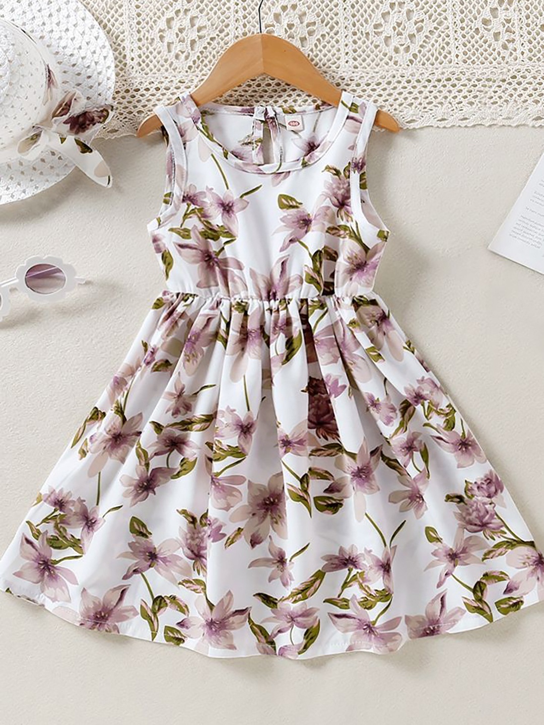 

LULU & SKY Floral Print Peplum Dress, White
