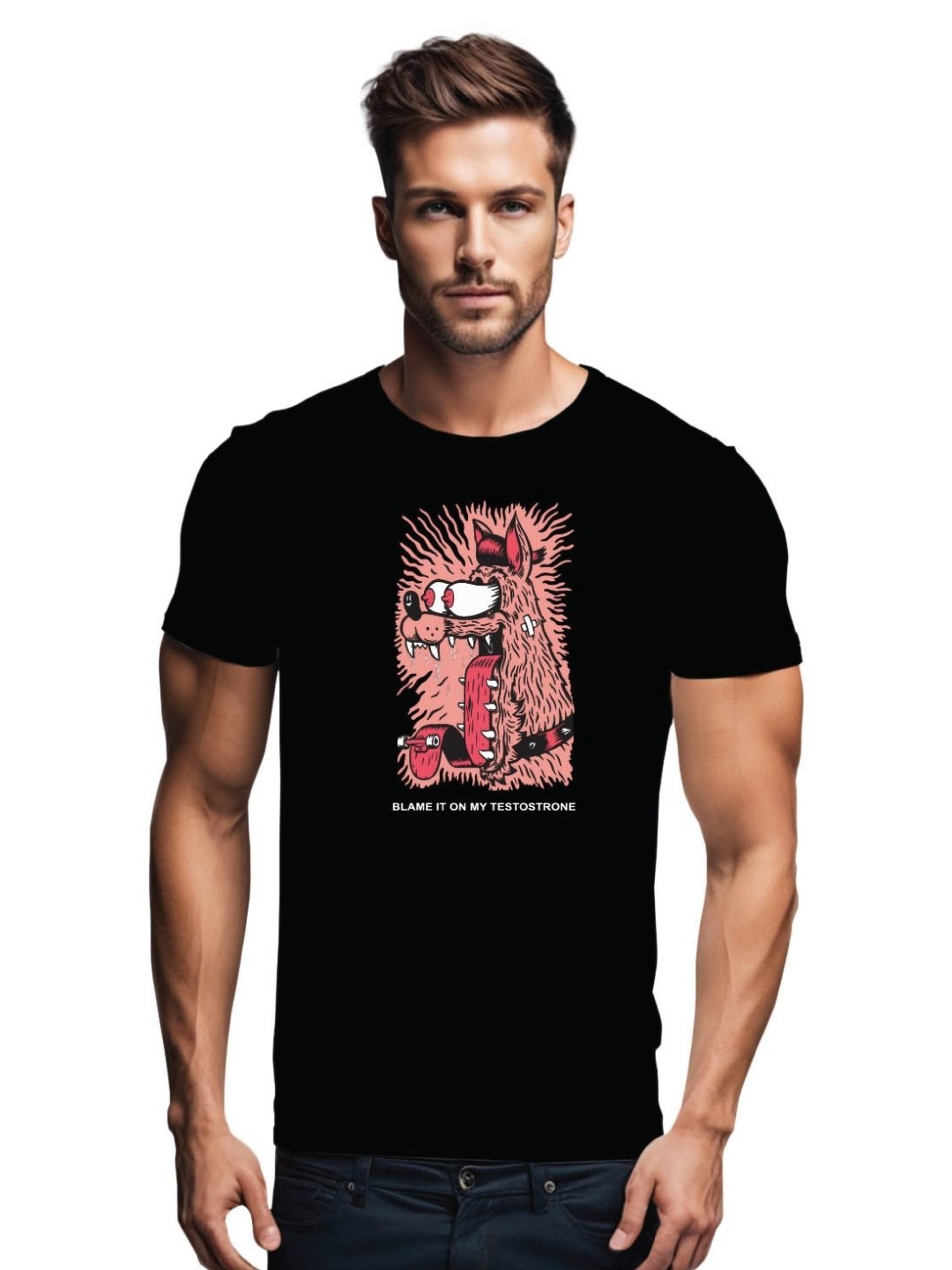 

Tantra Men Printed Applique T-shirt, Black
