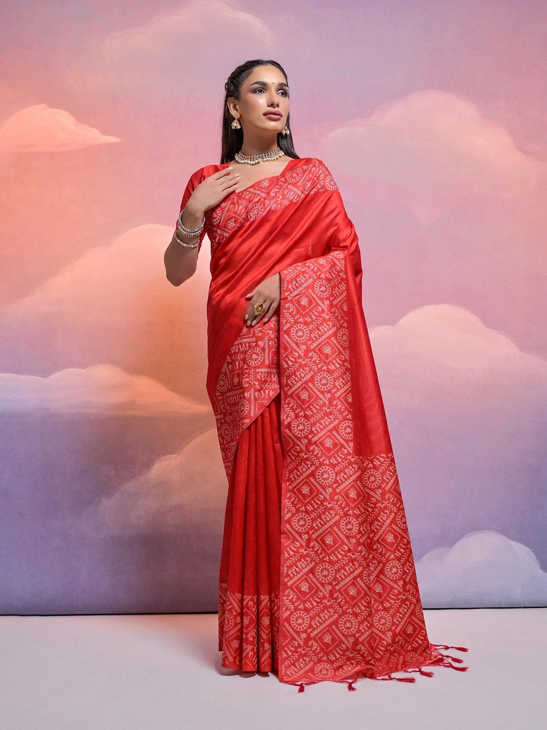 

Ekta Textiles Pure Silk Banarasi Saree, Red