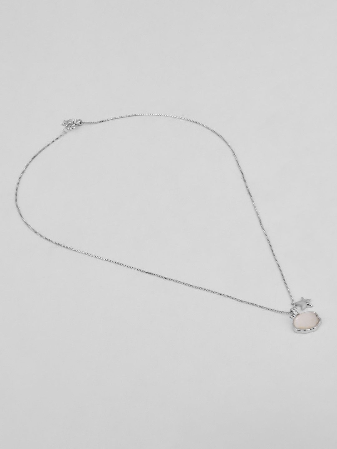 

Reenisaa Rhodium-Plated Pendant with Chain, Silver