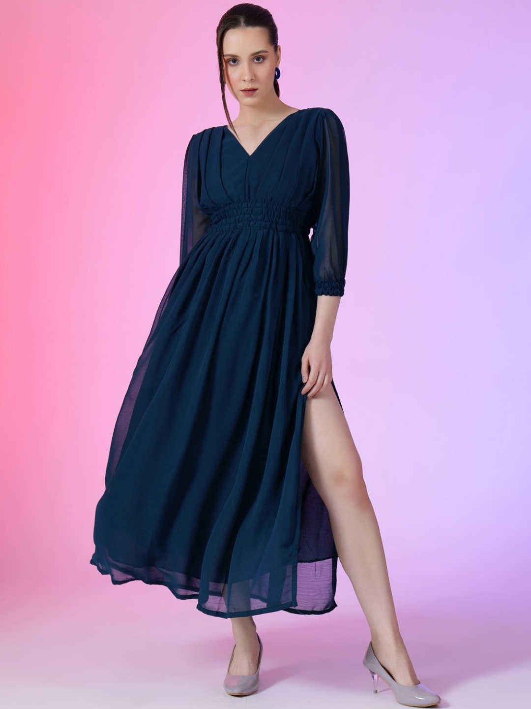 

Raiyani Fashion Georgette Fit & Flare Maxi Dress, Blue
