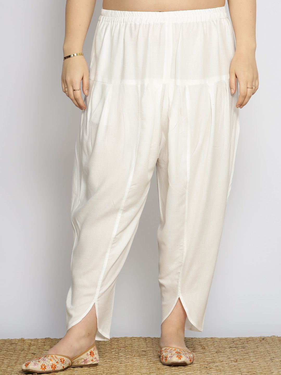 

LetsDressUp Women Loose Fit Viscose Rayon Salwar, White