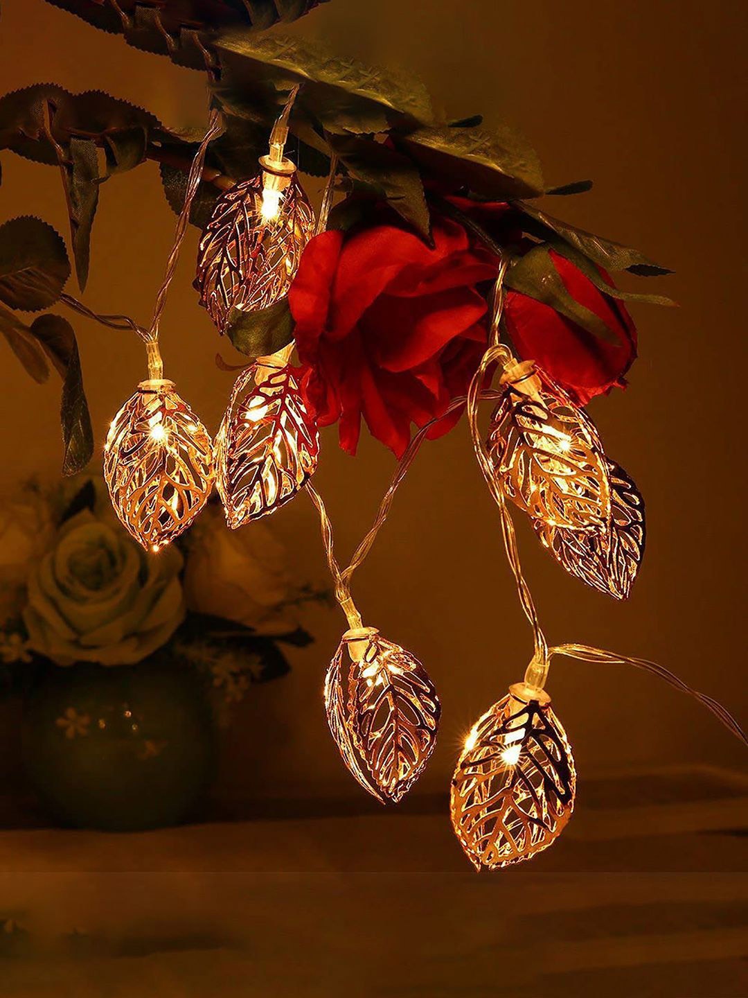 

Kuber Industries Yellow Leaf Shaped String Lights, Gold