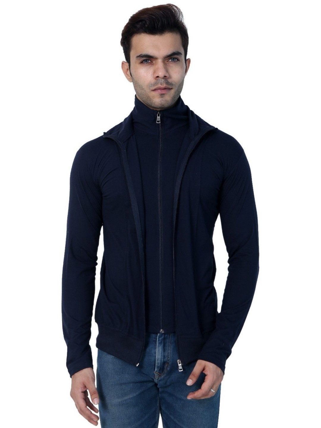 

Black Collection Men High Neck Applique T-shirt, Navy blue