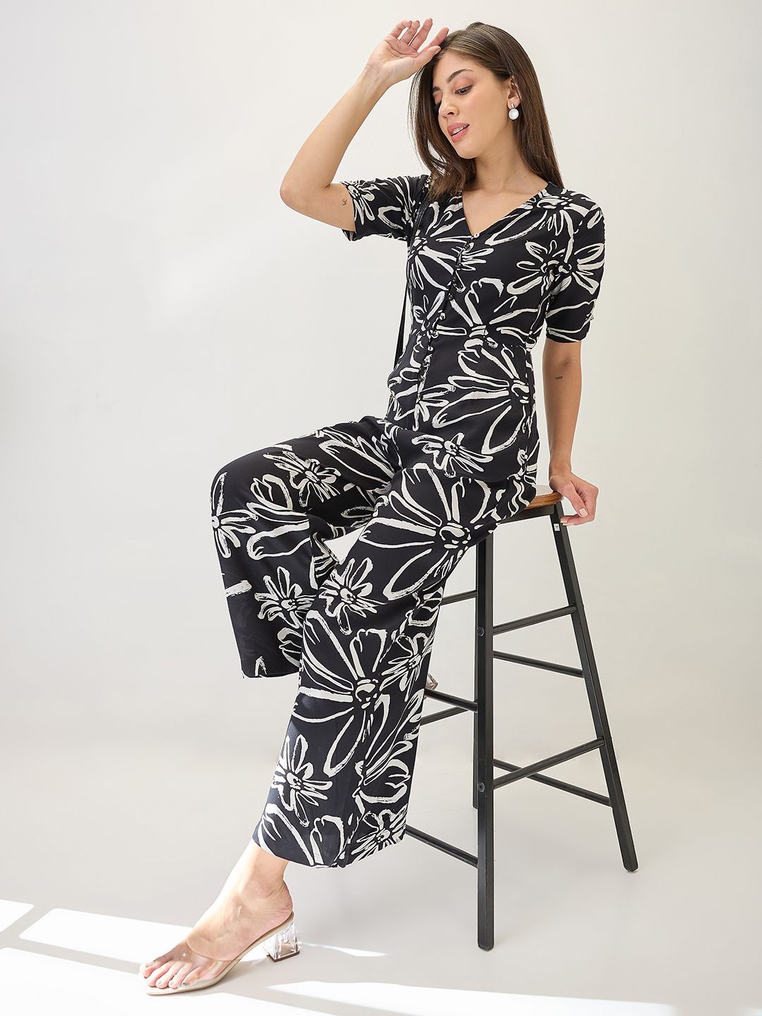 

Globus Printed Basic Jumpsuit, Black