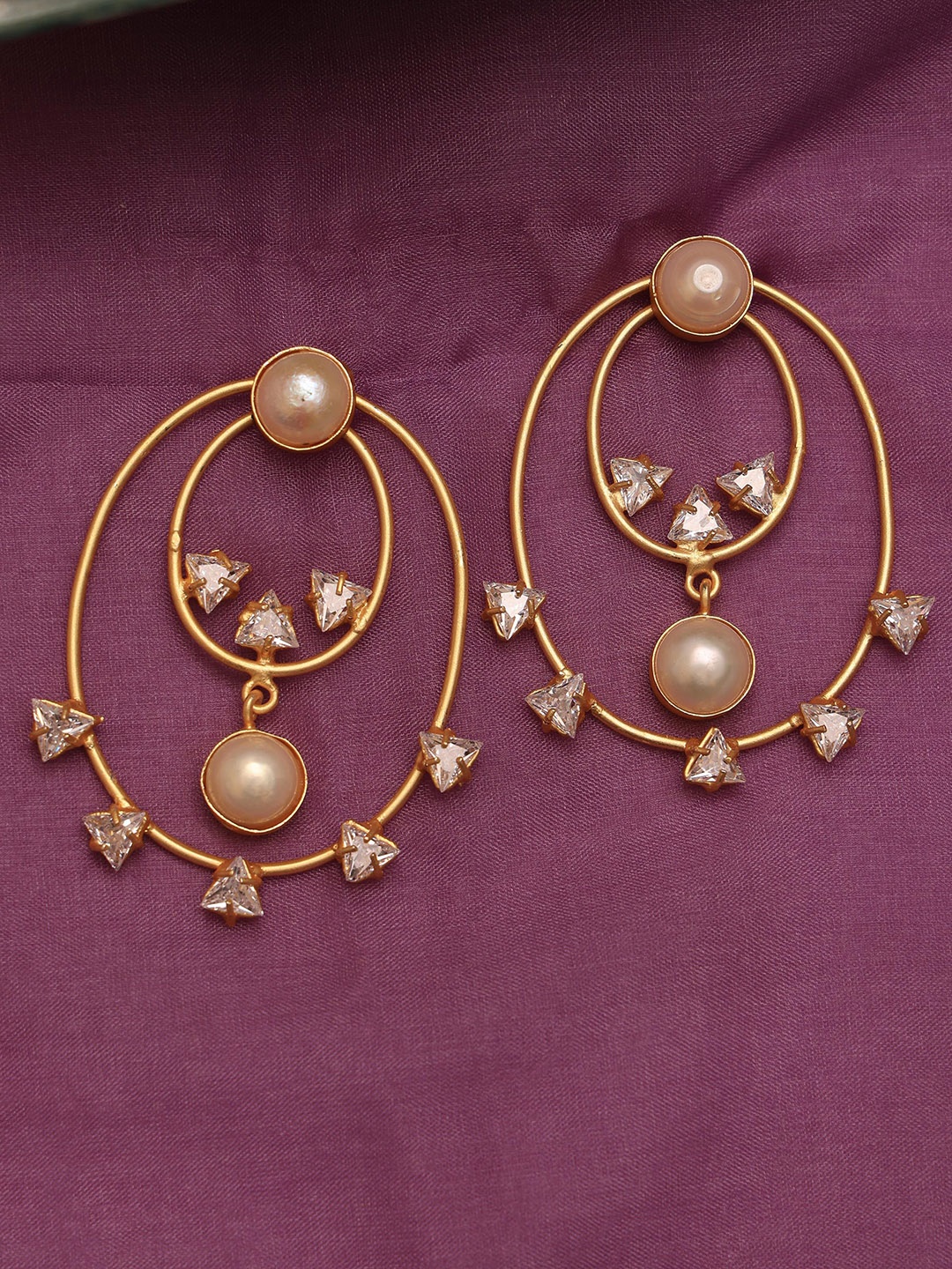 

ROYAL PITARAH Contemporary Chandbalis Earrings, Gold