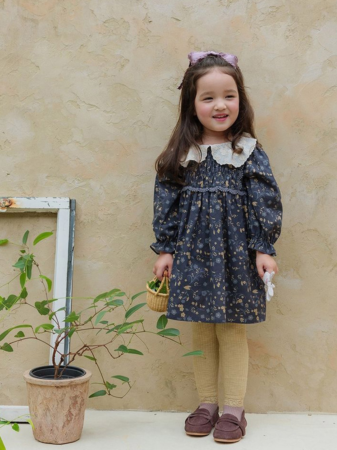 

LULU & SKY Floral Print A-Line Dress, Navy blue