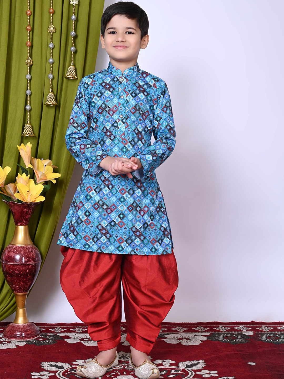 

BAESD Boys Embroidered Regular Sequinned Kurta with Patiala, Blue