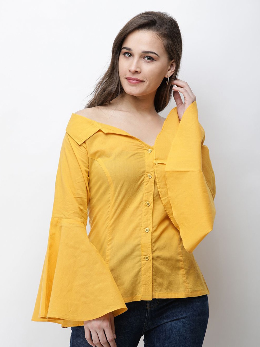 

Moda Rapido Women Slim Fit Opaque Casual Shirt, Mustard