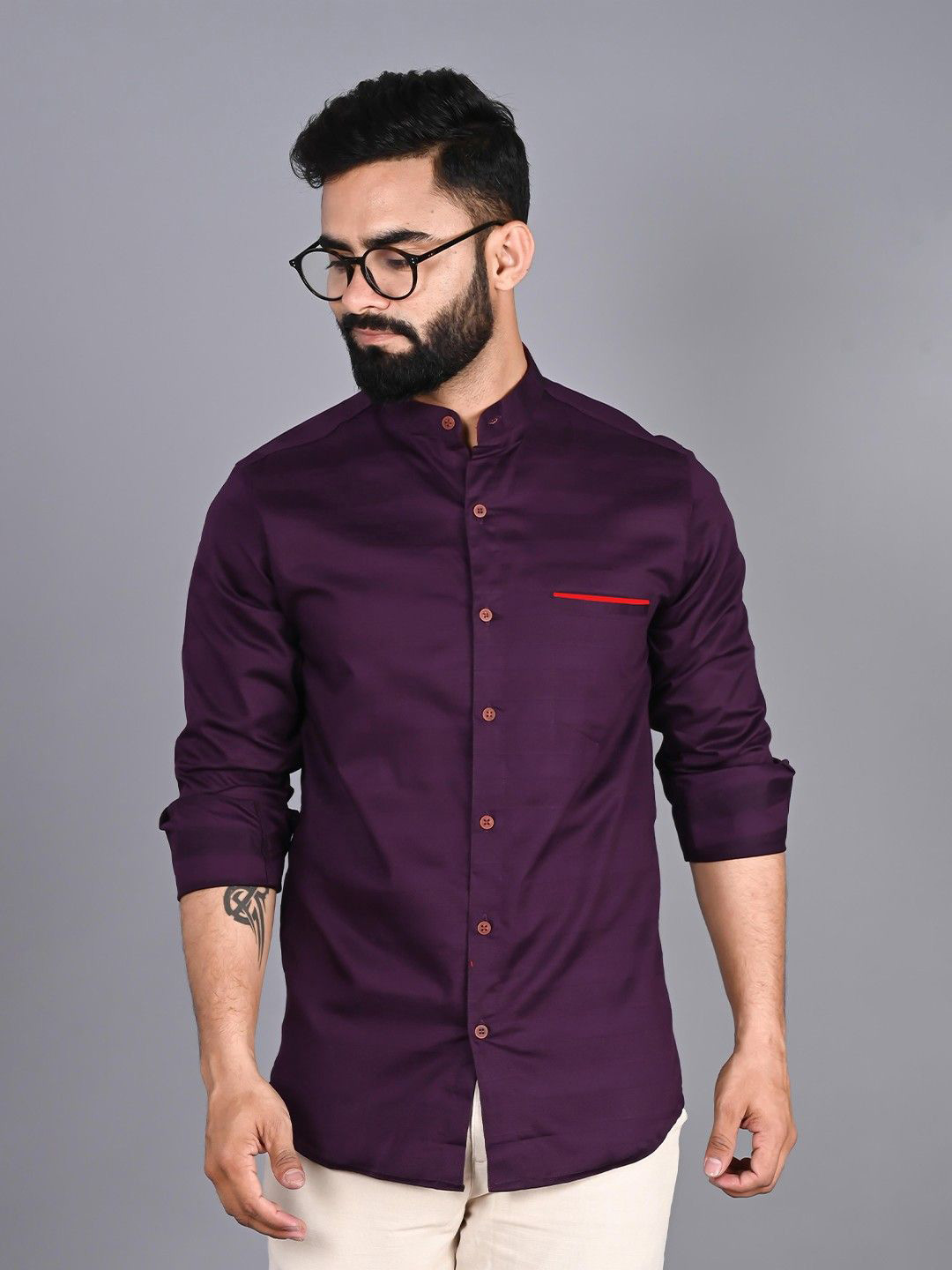 

PulseIQ Men Slim Fit Horizontal Stripes Opaque Striped Casual Shirt, Purple