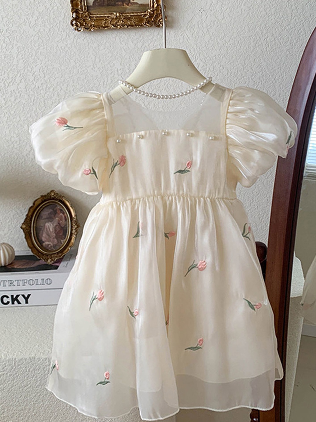 

LULU & SKY Embellished Fit & Flare Dress, Beige
