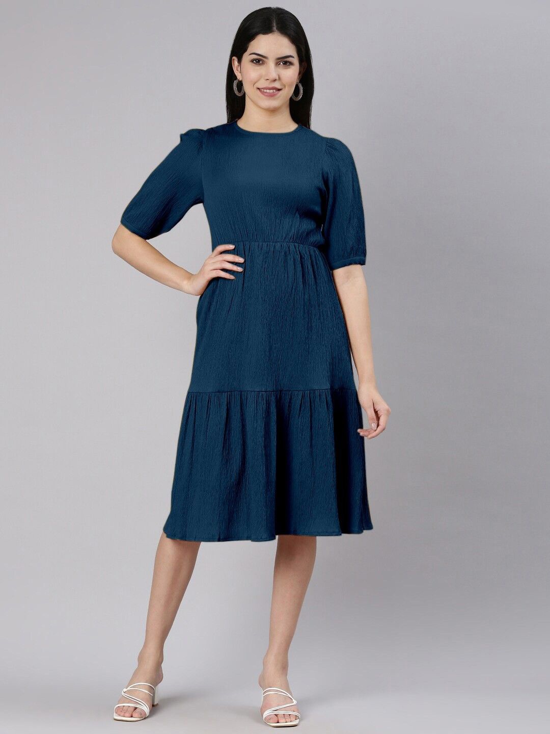 

Raiyani Fashion Applique Crepe Fit & Flare Dress, Blue