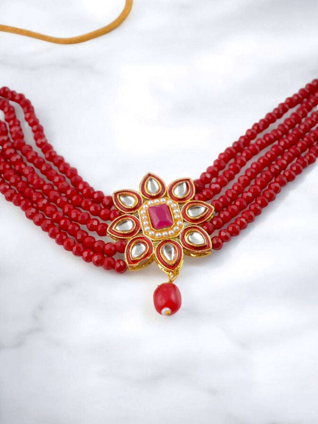 

TISHUL JEWELS Gold-Plated Stone & Beaded Jewellery Set