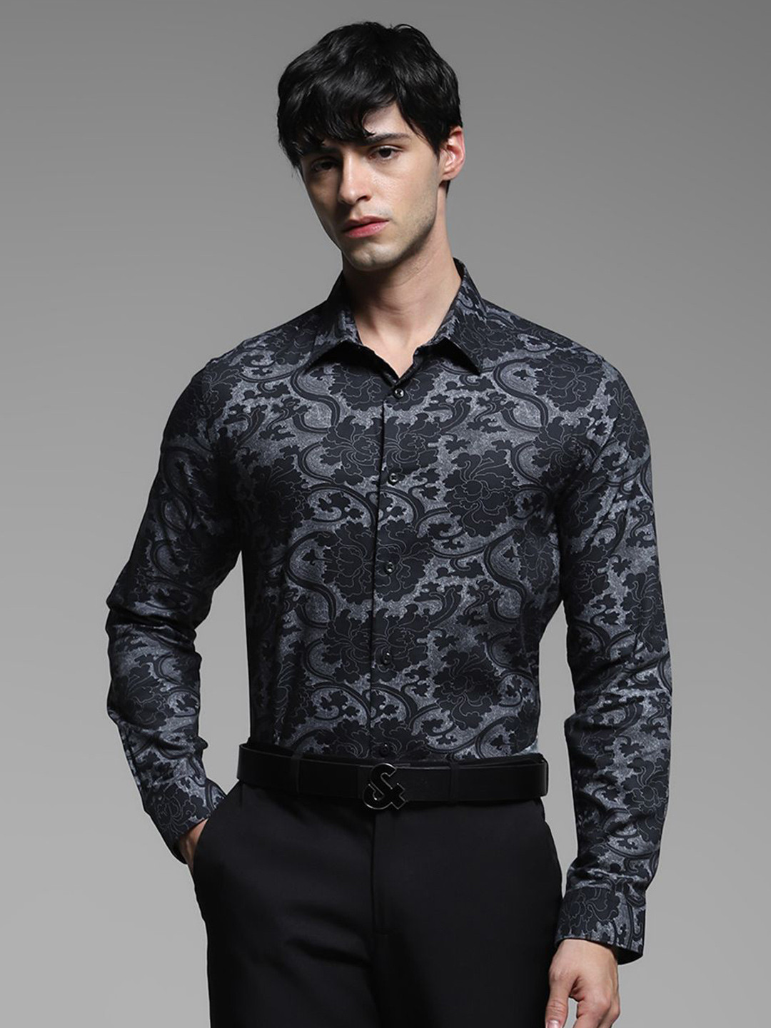 

Jack & Jones Men Slim Fit Floral Opaque Printed Casual Shirt, Black