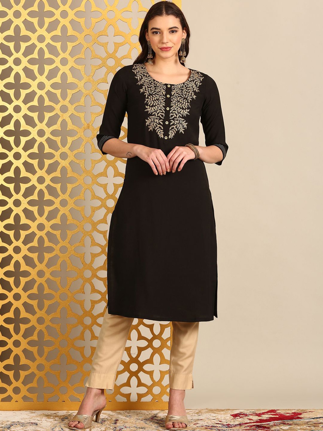 

Alena Women Ethnic Motifs Kurta, Black