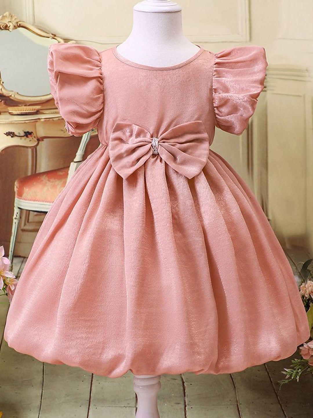 

LULU & SKY Flutter Sleeve Fit & Flare Dress, Pink