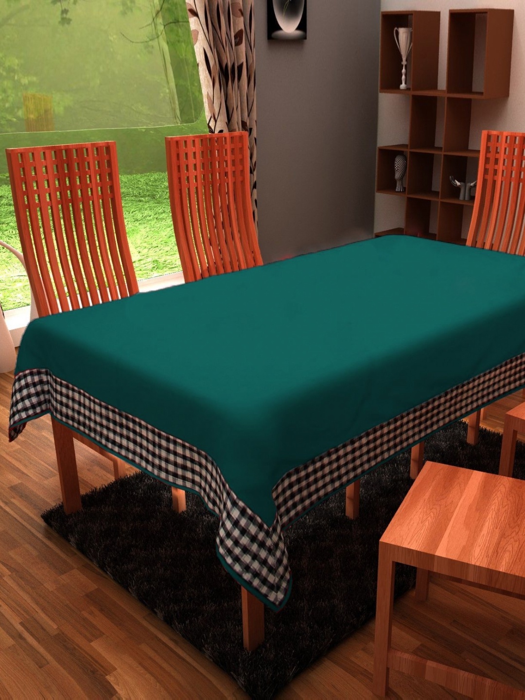 

Home Heart Green Cotton 6-Seater Table Cover with Patchwork details