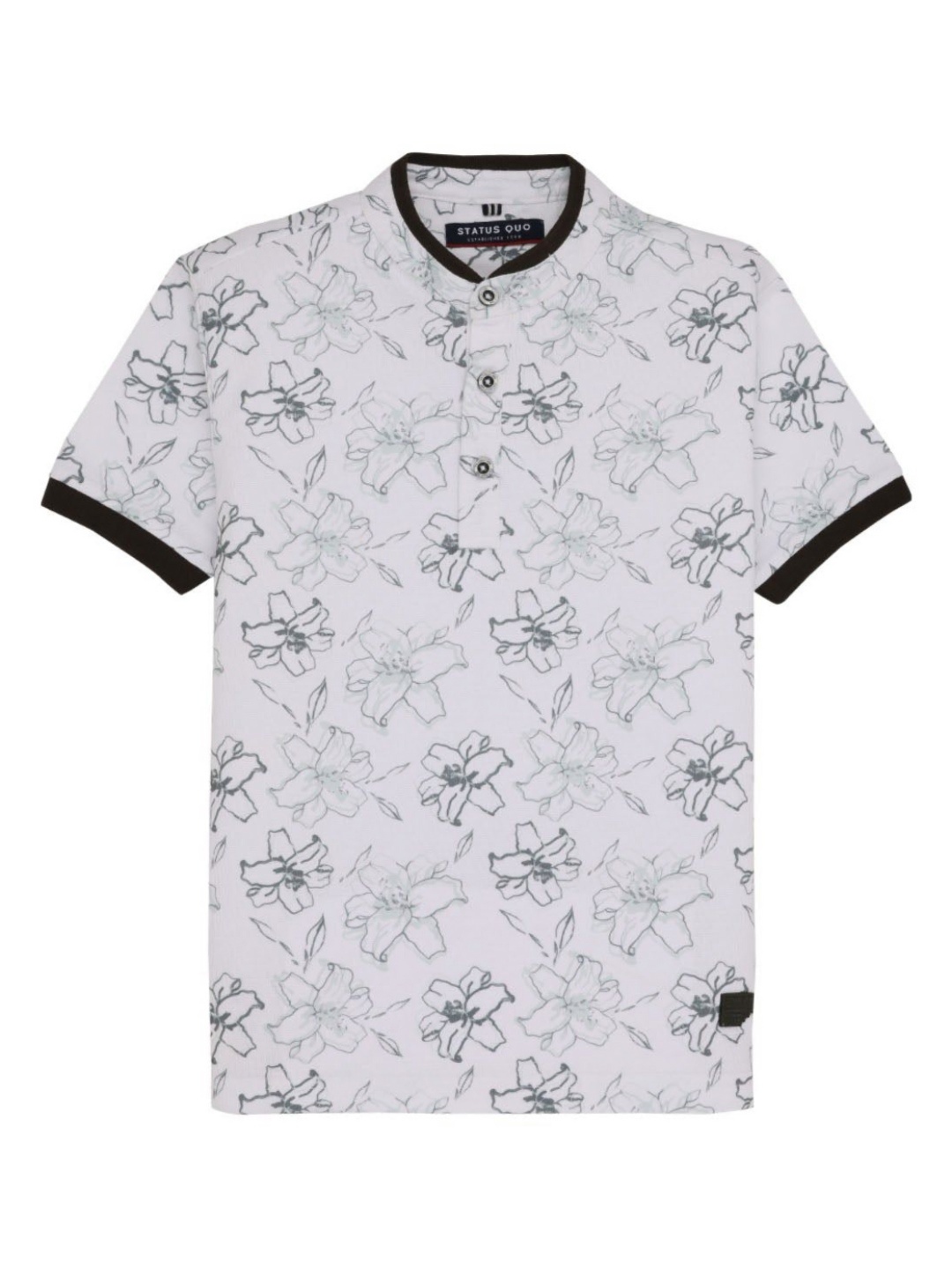 

Status Quo Boys Floral Printed Henley Neck T-shirt, Olive