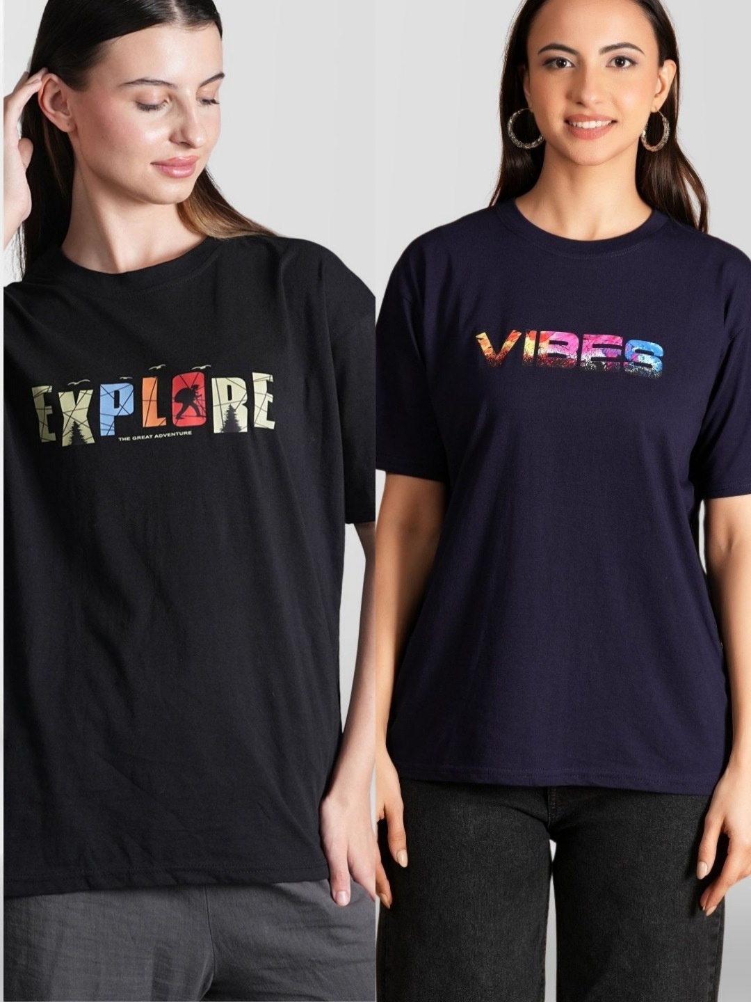 

NEYSA Women Typography 2 Printed Applique T-shirt, Multi