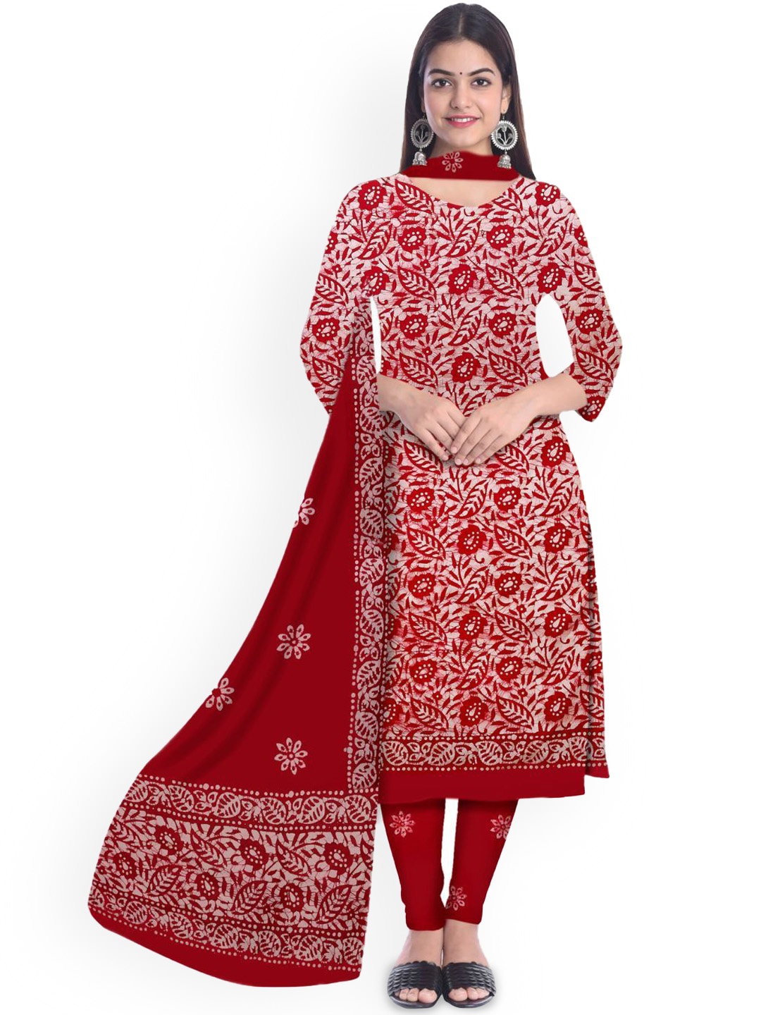 

Farooq Dyeing Printed Pure Cotton Unstitched Dress Material, Red