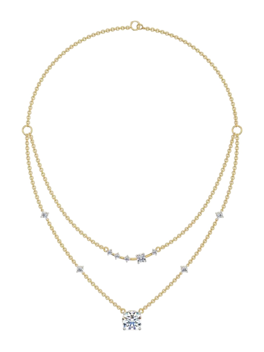 

Emori Two Layered Solitaire Necklace, Gold