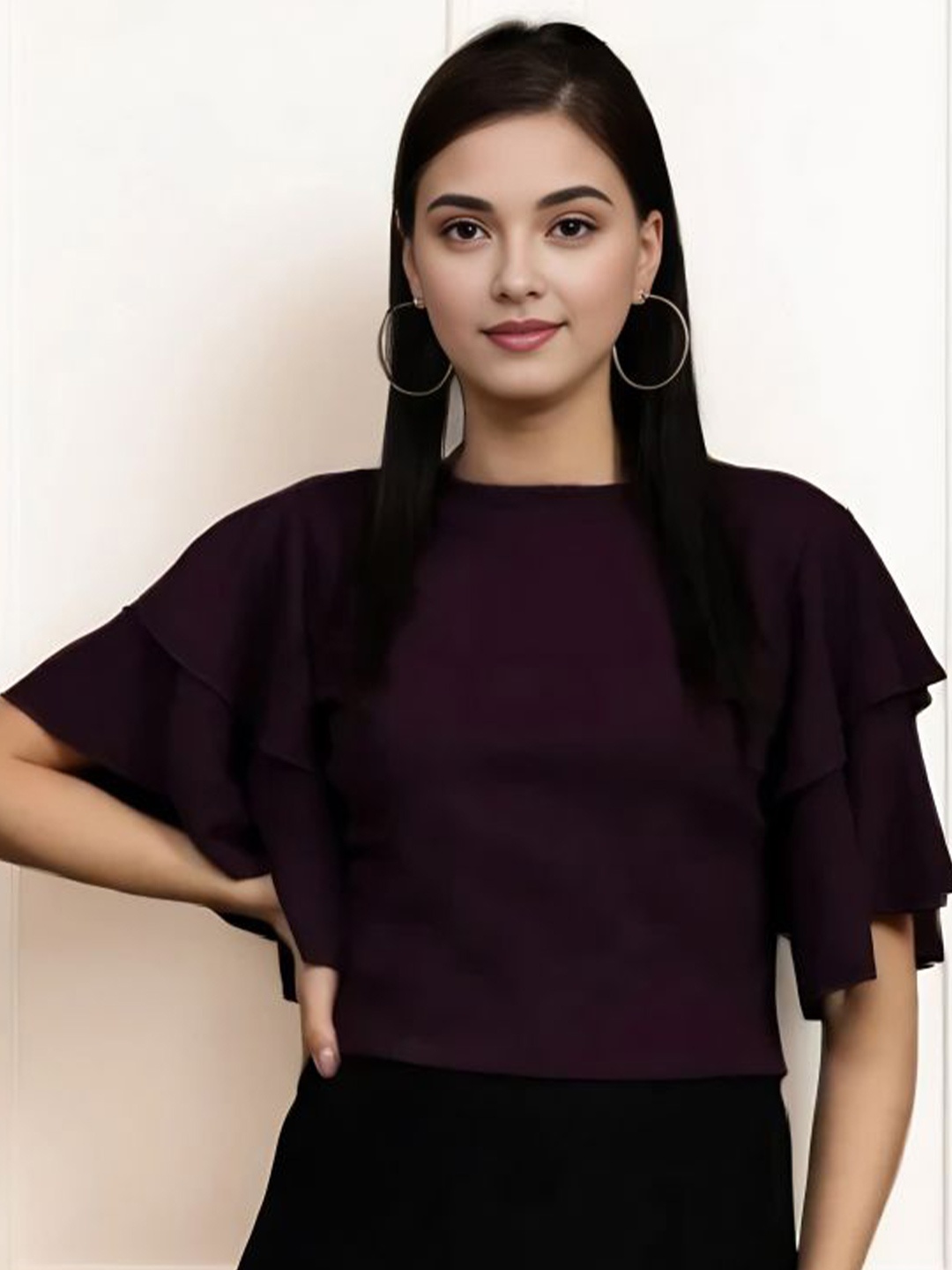 

Moda Rapido Extended Sleeves Cotton Top, Purple