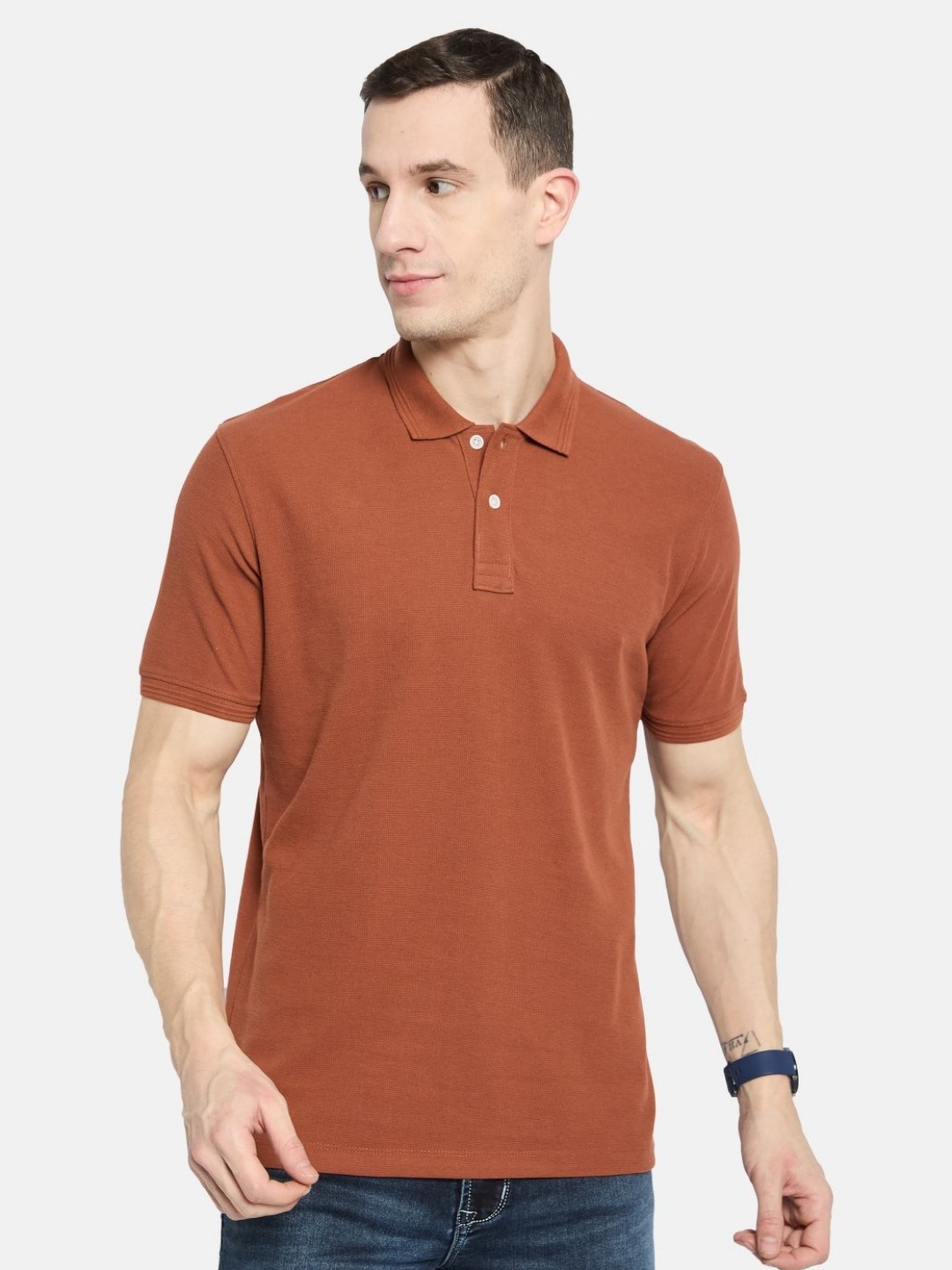 

Octave Men Polo Collar T-shirt, Rust