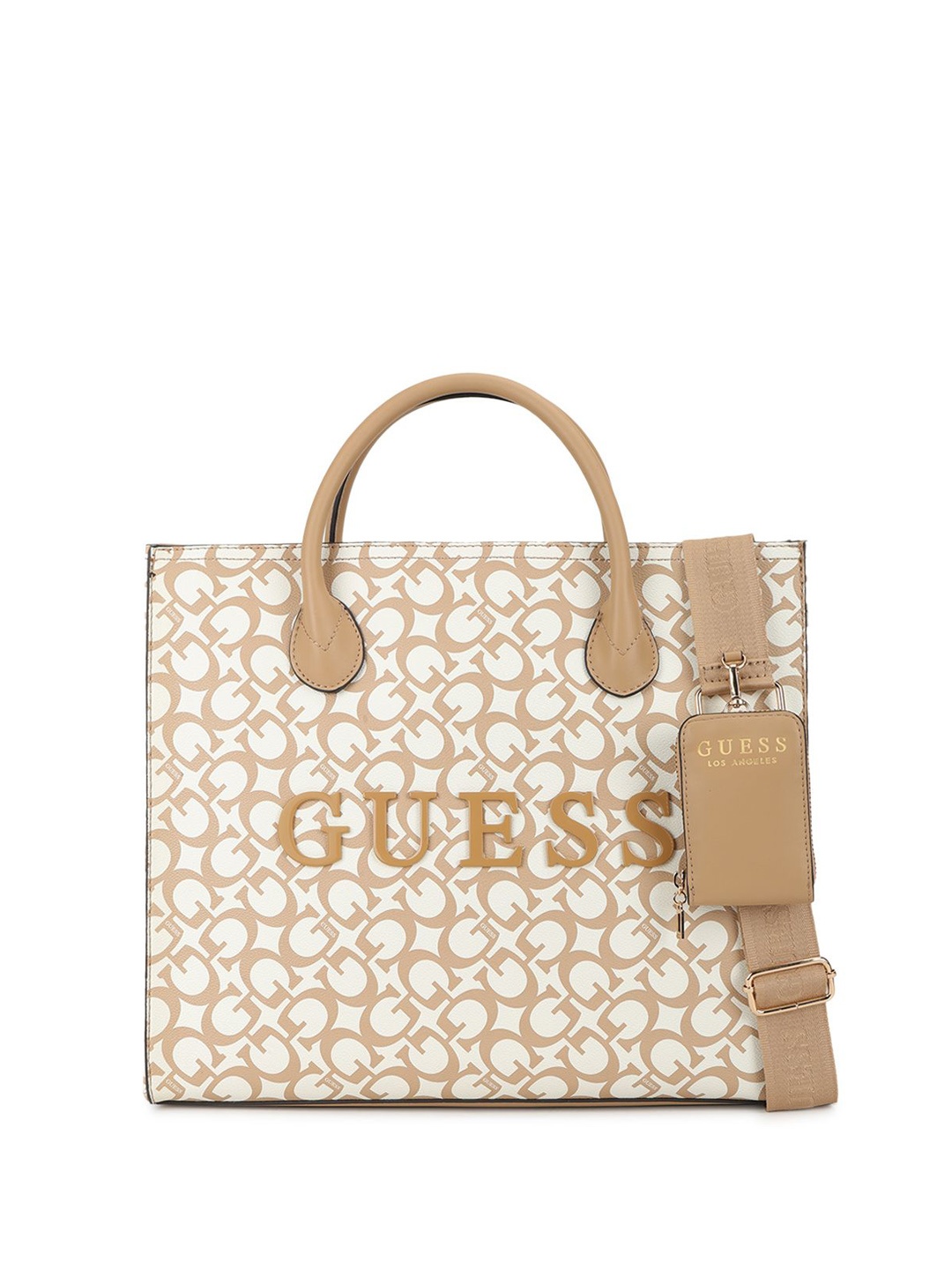 

GUESS Printed PU Shopper Tote Bag, Brown