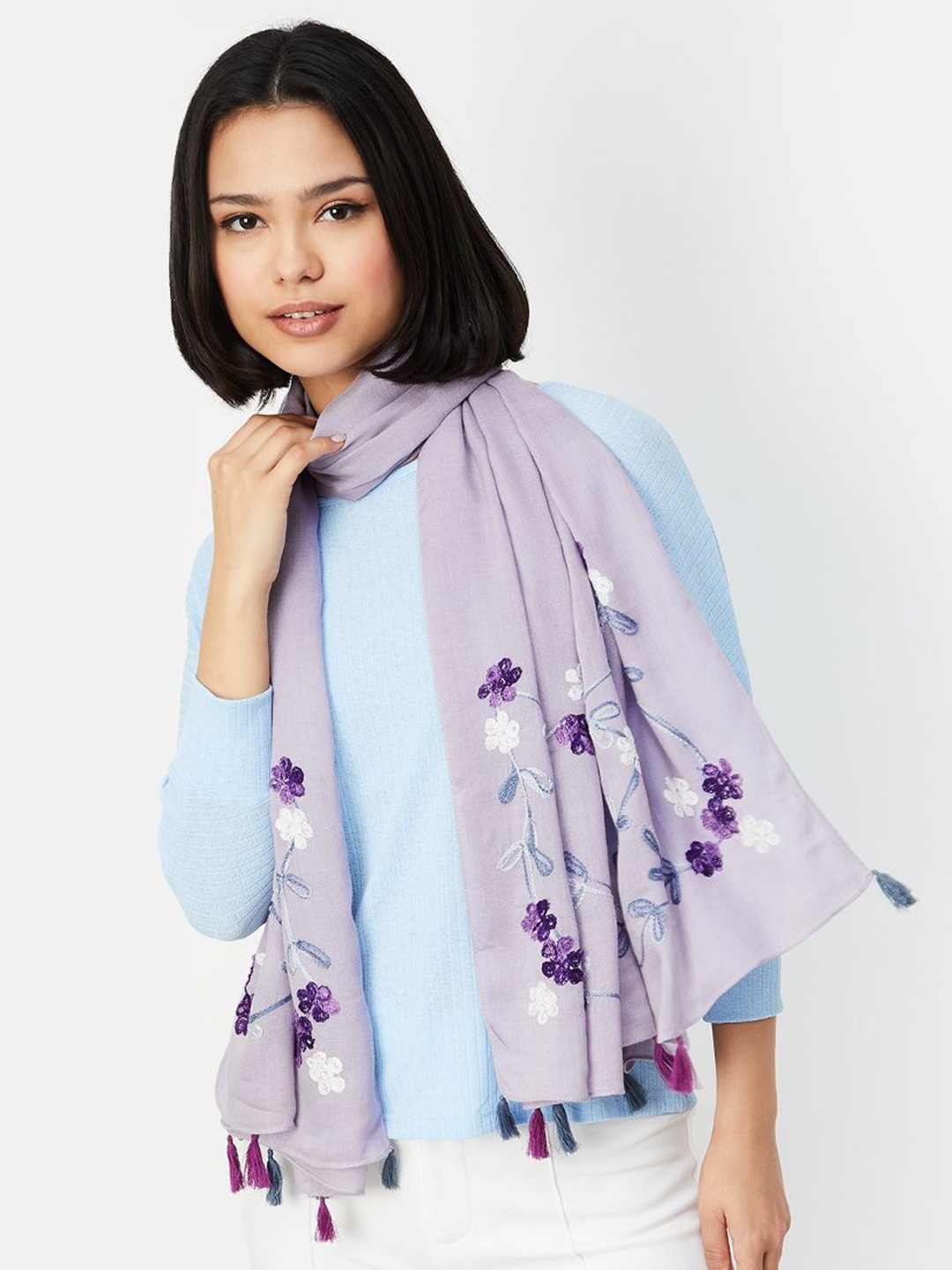 

max Women Printed Scarf, Purple