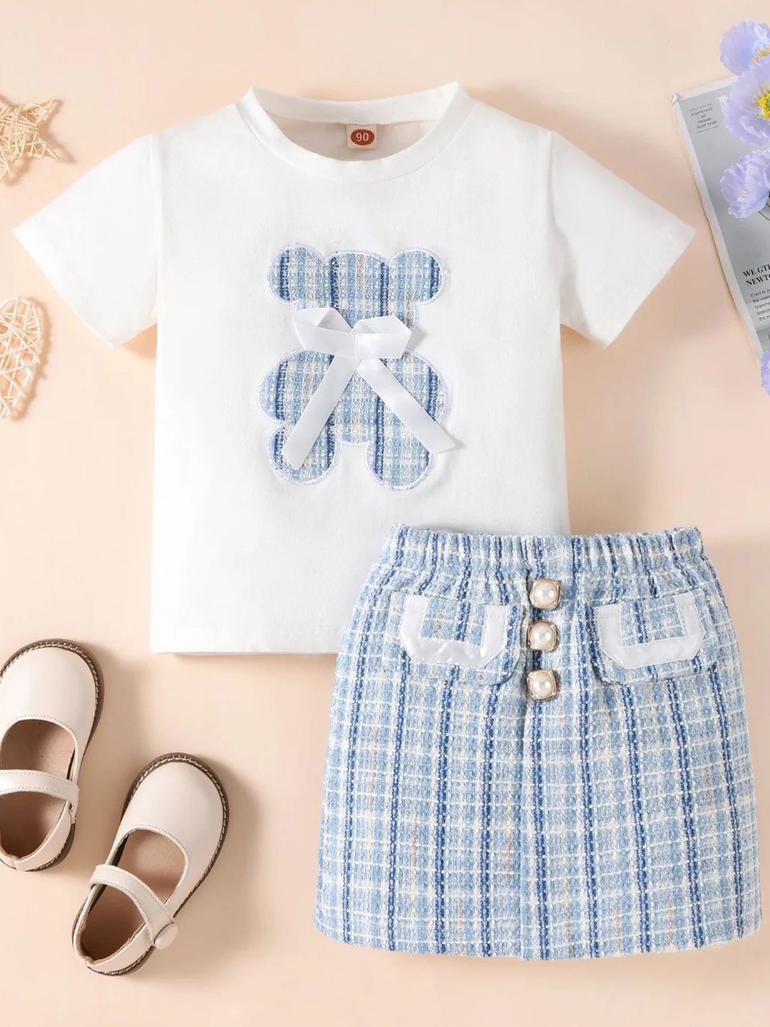 

LULU & SKY Girls Printed T-shirt with Skirt, Blue