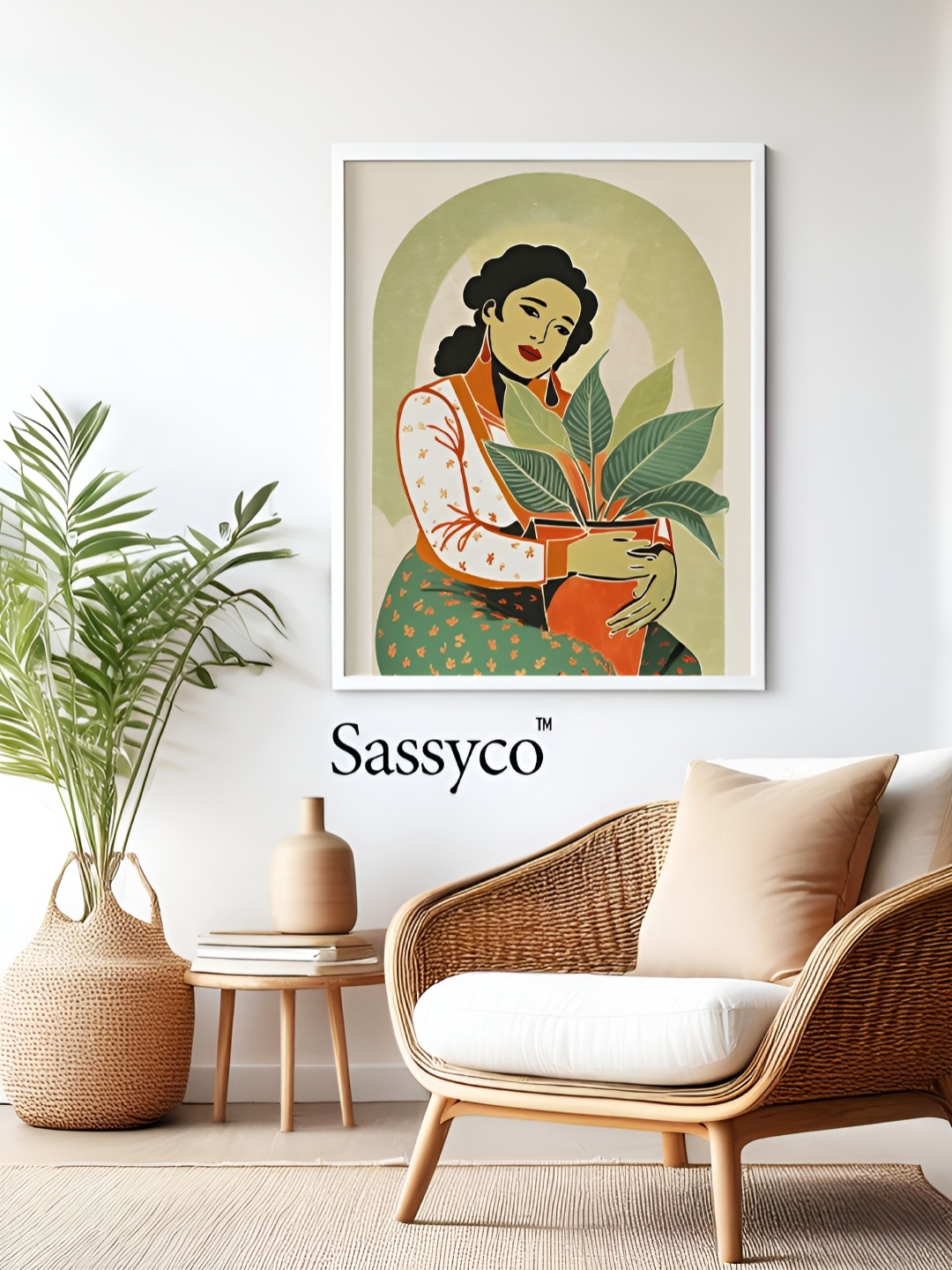 

Sassyco Green & Orange 1 Piece Canvas Floral and Botanical Wall Paintings