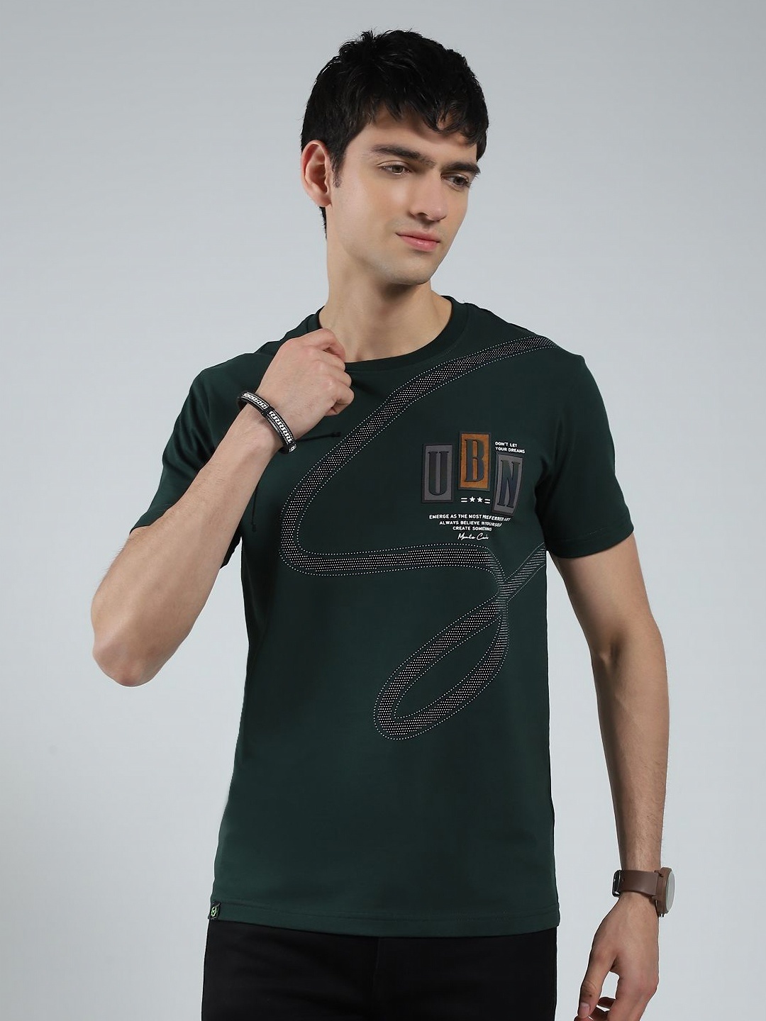 

Monte Carlo Men Typography Printed Applique T-shirt, Green