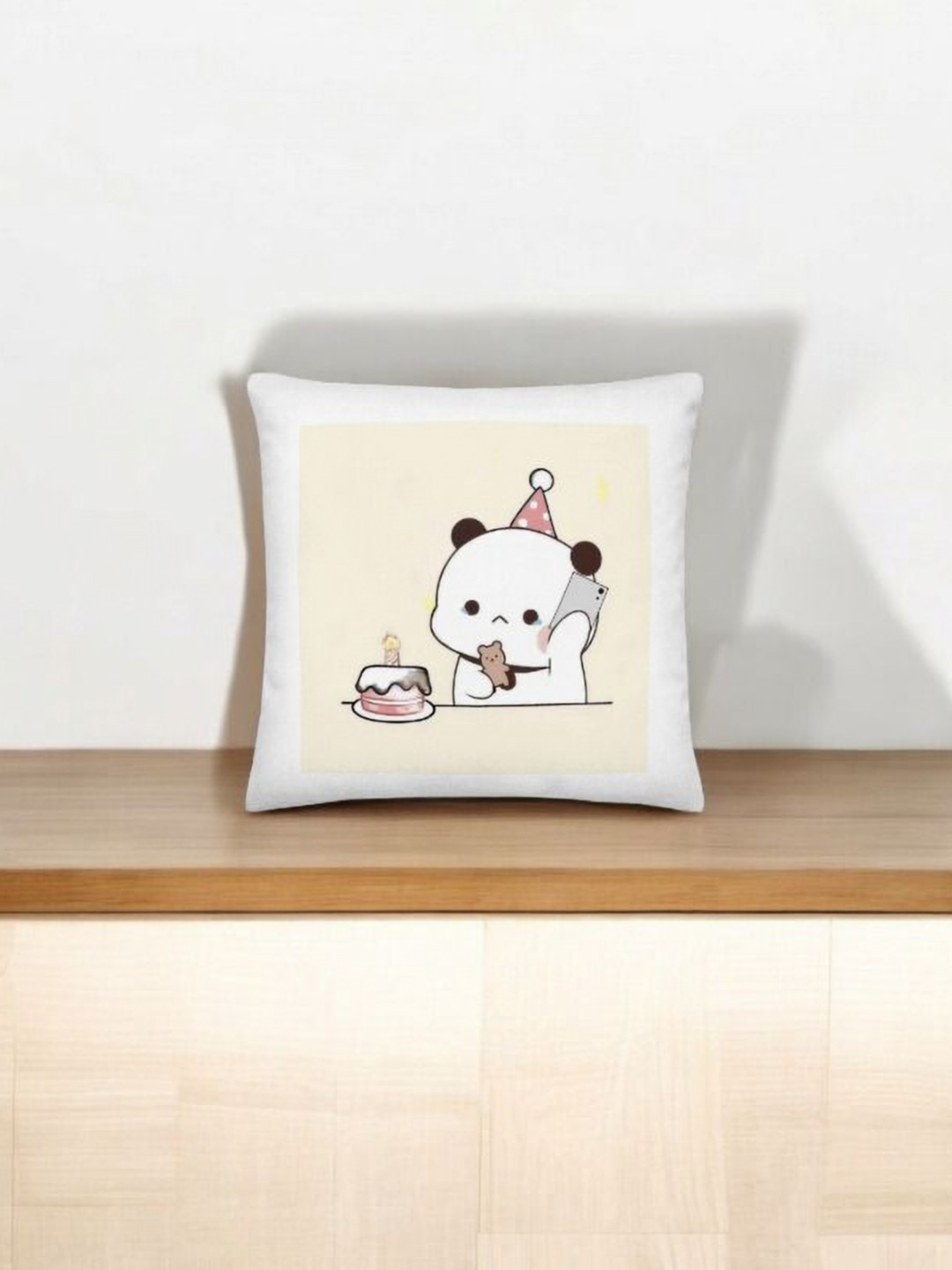 

Anikmart White Printed Bubu with Heart Cushion