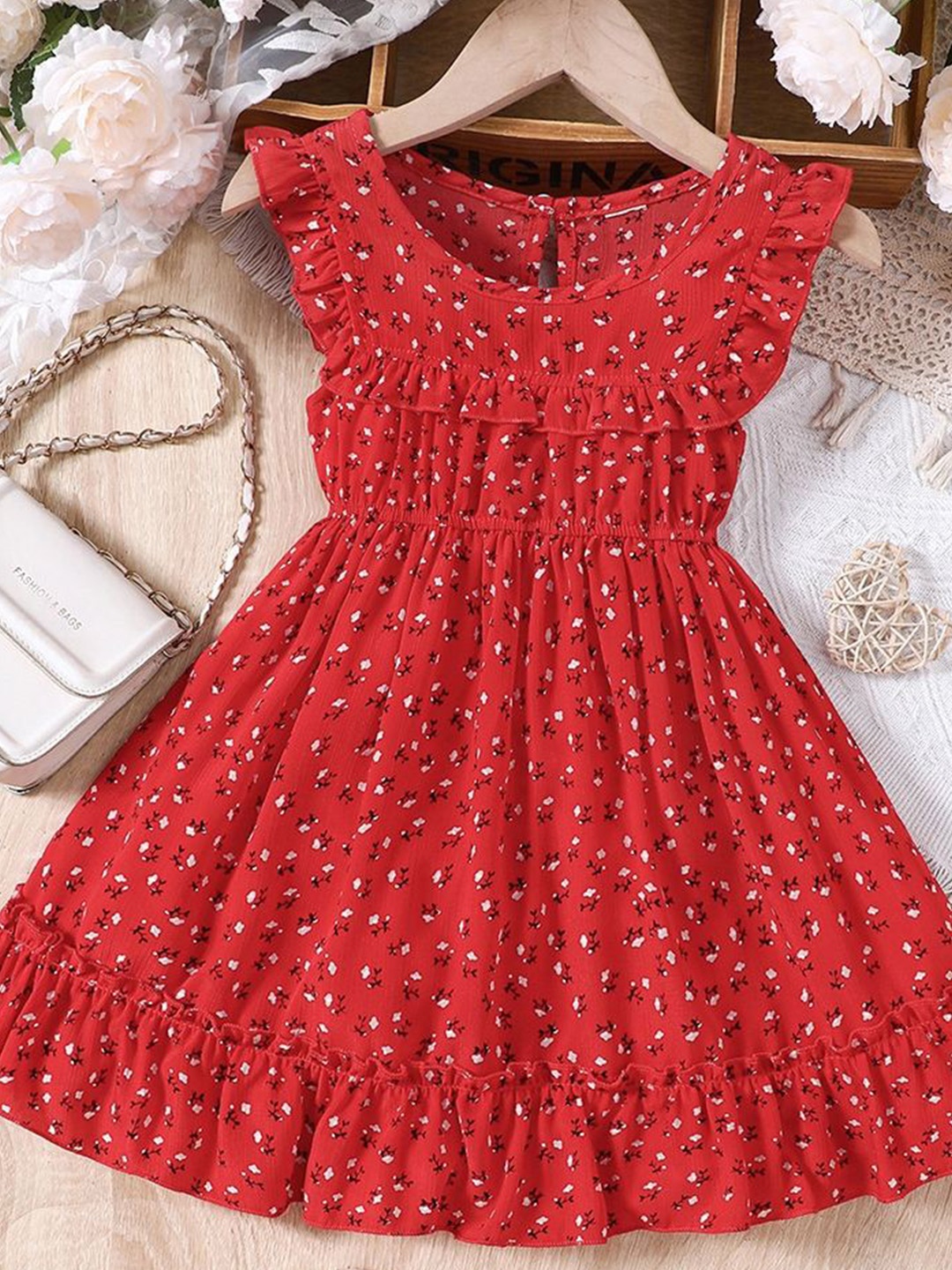 

LULU & SKY Floral Print Fit & Flare Dress, Red